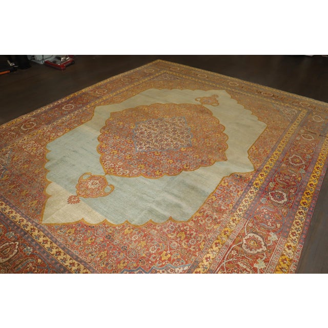 Textile Stunning Blue Antique Tabriz Carpet - 10' x 13' For Sale - Image 7 of 12