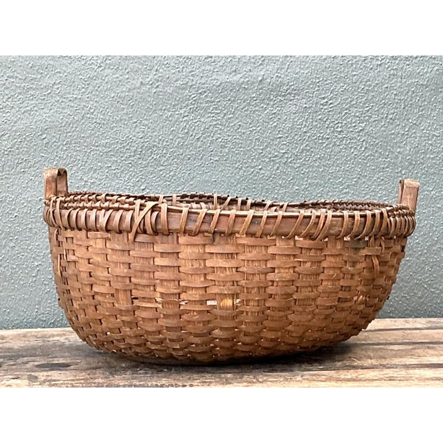 Vintage Shaker Style Rattan Basket | Chairish