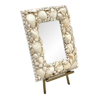 Vintage Shell Encrusted Mirror Antique White Shells For Sale
