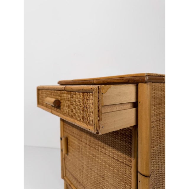Mid-Century Modern Italian Bamboo and Woven Cane Nightstands, 1960s, Set of 2 For Sale - Image 12 of 18