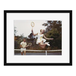 Getty Images, "Couple on Tennis Court", Framed Photograph