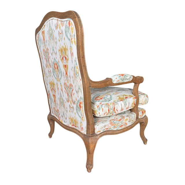 2000 - 2009 Louis XV-Style French Provincial Fauteuil in Custom Ikat Upholstery For Sale - Image 5 of 18