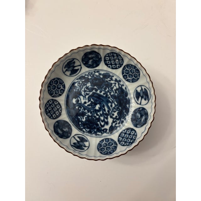 Chinoiserie Early 19th Century Set of Four Ching Te Chen Style Blue and White Phoenix Salad Plates For Sale - Image 3 of 7