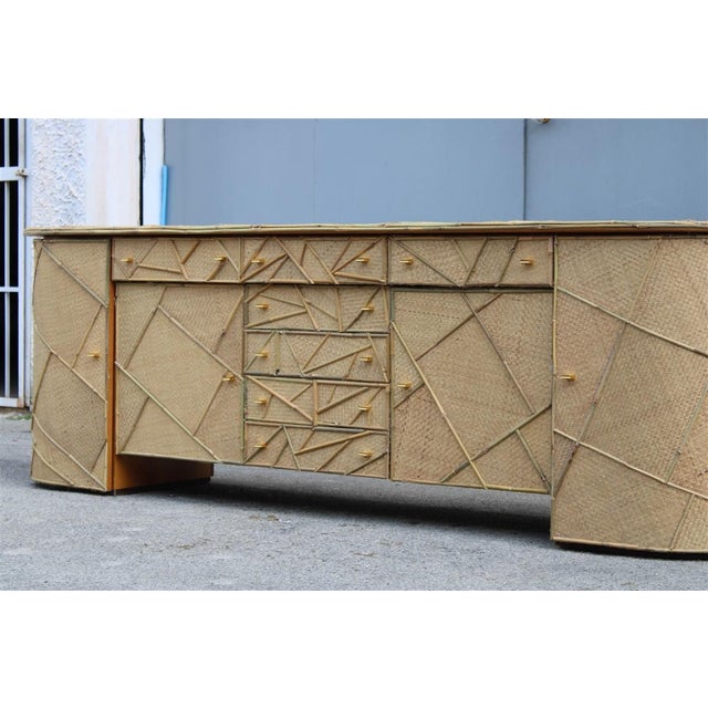 Large Vintage Low Bamboo Sideboard, Italy, 1970s For Sale - Image 14 of 18