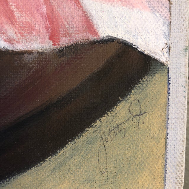 1980s Vintage Original Still Life Painting With Zinnias For Sale - Image 5 of 6