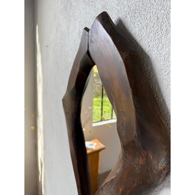 Brutalist Wooden Mirror, 1900s For Sale - Image 13 of 18