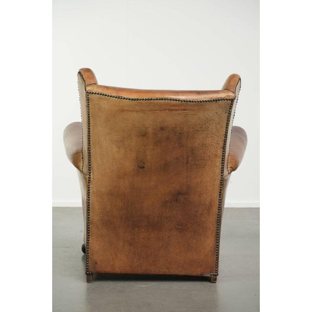 Vintage Sheepskin Wing Lounge Chair For Sale - Image 4 of 13
