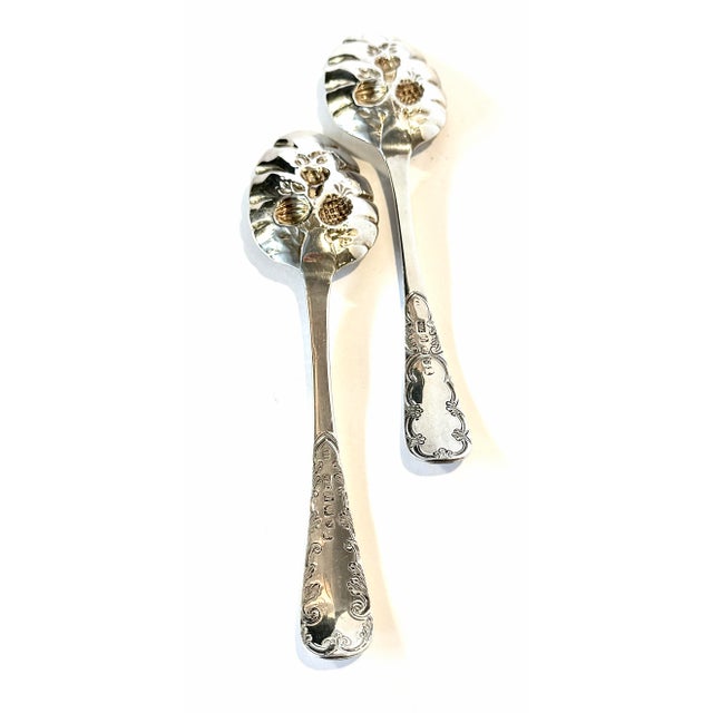 1793 Partial Gilt Sterling Silver Master Berry Spoons by Walter and Patrick Cunningham, Edinburgh - a Pair For Sale - Image 6 of 8