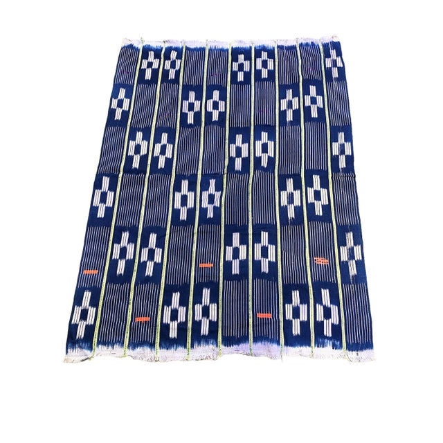 African 1990s African Vintage Baule /Baoulé Indigo Cloth/Textile For Sale - Image 3 of 12