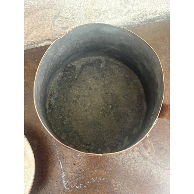 Antique French Dovetailed Copper Saucepan With Iron Handle & Lid For Sale - Image 9 of 13