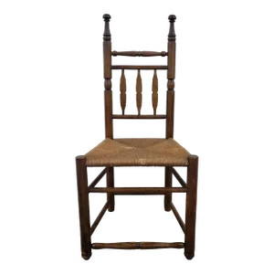 1910s Antique Early American Turned Maple Chair