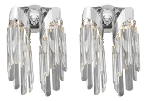 Modern Two-Light Crystal Wall Sconces, Pair