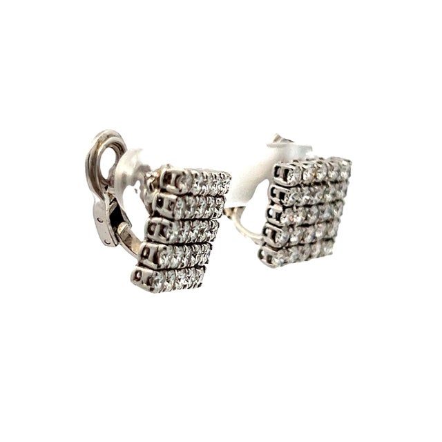 Metal Vintage 18K White Gold Diamond Clip-On Earrings, 5 Carats For Sale - Image 7 of 9