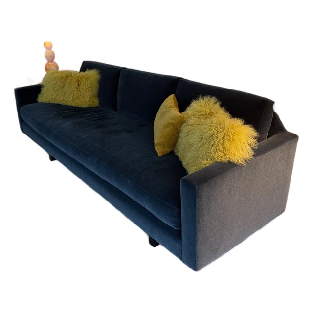 1960s Attributed to Edward Wormley for Dunbar Mid-Century 3-Seat Sofa Mohair For Sale