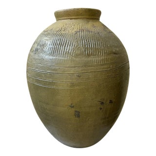 Antique Late 19th Century Chinese Stoneware Martaban Storage Jar For Sale