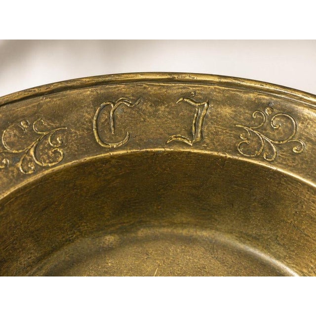 Antique 18th Century Swedish Bronze Bowl with Engraved Initials For Sale - Image 5 of 9
