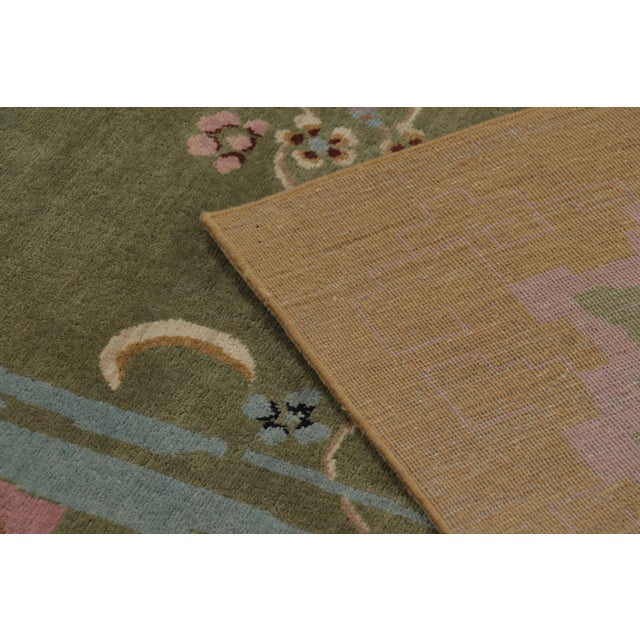 Green Rug & Kilim’s Chinese Art Deco Inspired Rug, Green With Cherry Blossom Florals For Sale - Image 8 of 8