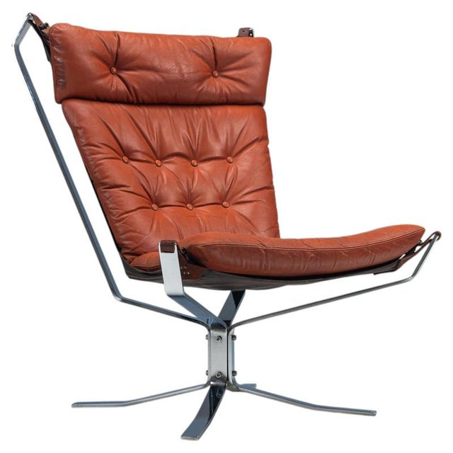 Falcon Lounge Chair Leather and Metal by Sigurd Ressell for Vatne Møbler, 1970 For Sale - Image 17 of 17