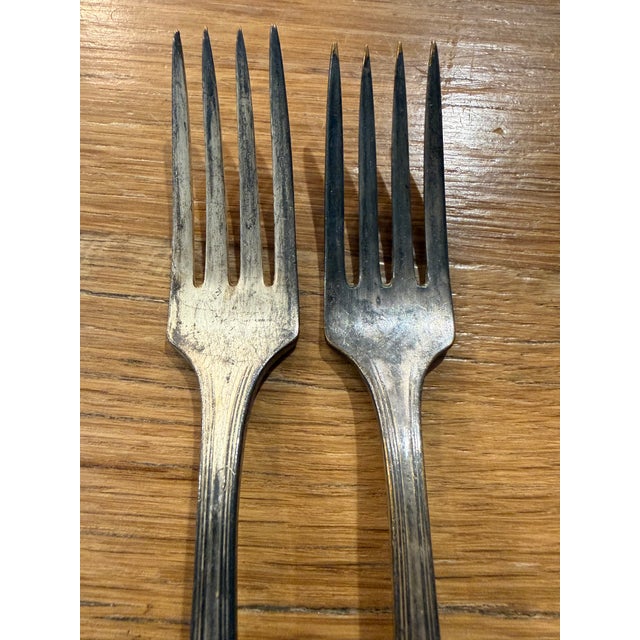 Vintage Militaria United States Navy Silver-Plated Fork -a Pair For Sale - Image 4 of 4