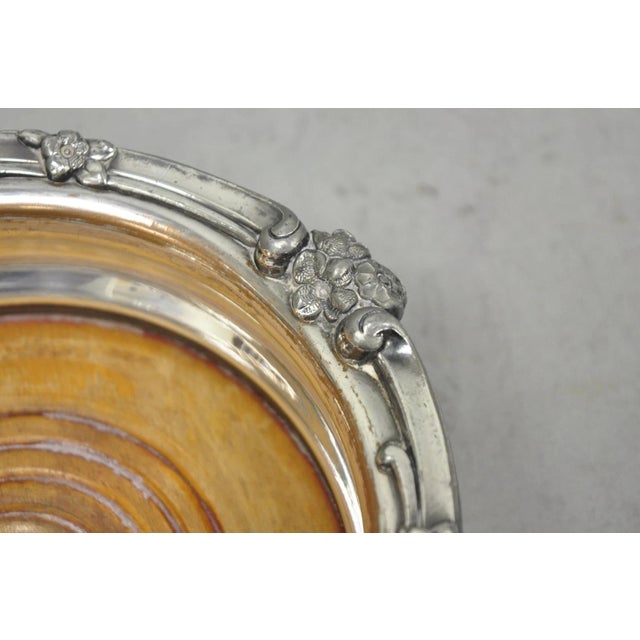 Early 20th Century Antique English Victorian Silver Plated Rose Repousse Bar Wine Bottle Coaster For Sale - Image 5 of 14