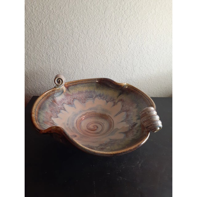 Ceramic 1960s Signed Art Studio Mantle Glaze Bowl From North Carolina For Sale - Image 7 of 7