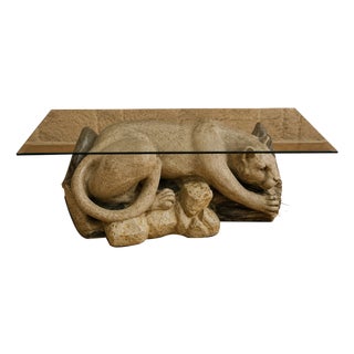 Vintage Sculptural Panther Coffee Table, 1970s-1980s For Sale