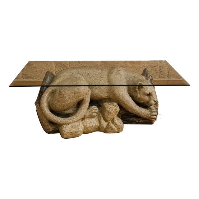 Vintage Sculptural Panther Coffee Table, 1970s-1980s For Sale