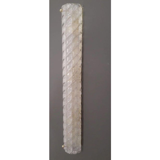 Glass 1960's Set of Three Barovier E Toso “Canale” Clear Murano Glass Sconces. Italy For Sale - Image 7 of 11