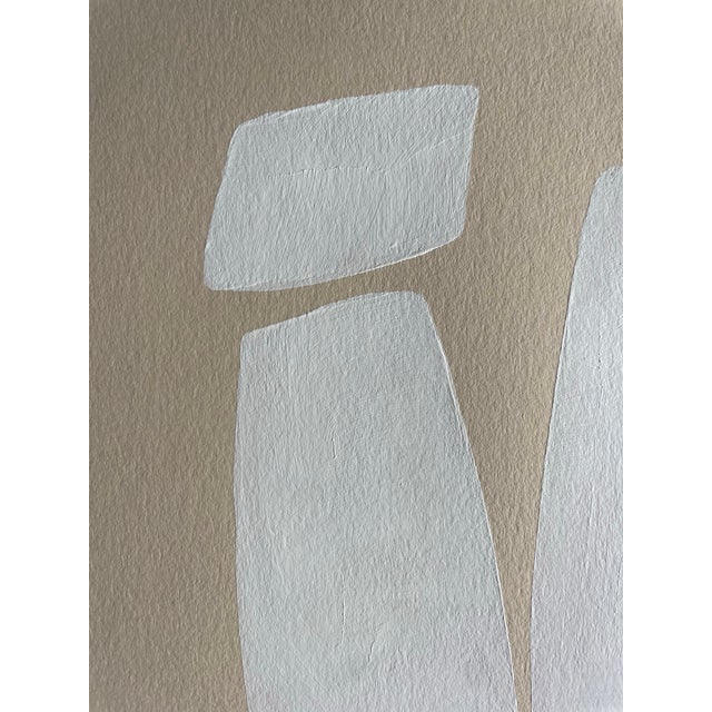 Abstract minimalist acrylic painting on French hand crafted cotton paper. Framed in a gold frame. All works on paper are...