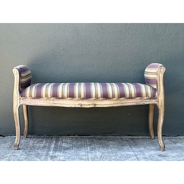 Vintage Louis XV Striped Bench For Sale - Image 10 of 12