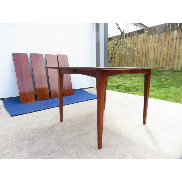 Vintage Mid Century Walnut Extending Dining Table W/ Leaves by Ace Hi Furniture For Sale In Seattle - Image 6 of 13