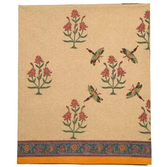 Dragonfly Floral Queen Mustard Yellow Fitted Sheet For Sale - Image 6 of 6
