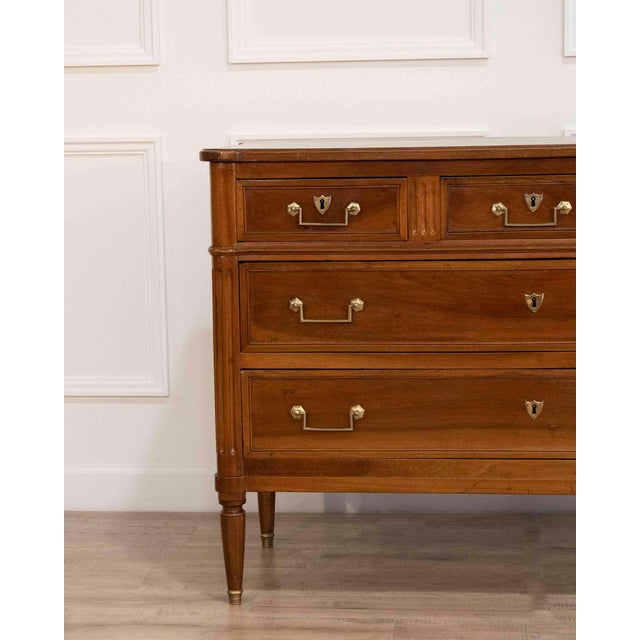 French Louis XVI–Style Walnut Chest of Drawers, France, Early 19th Century For Sale - Image 3 of 10