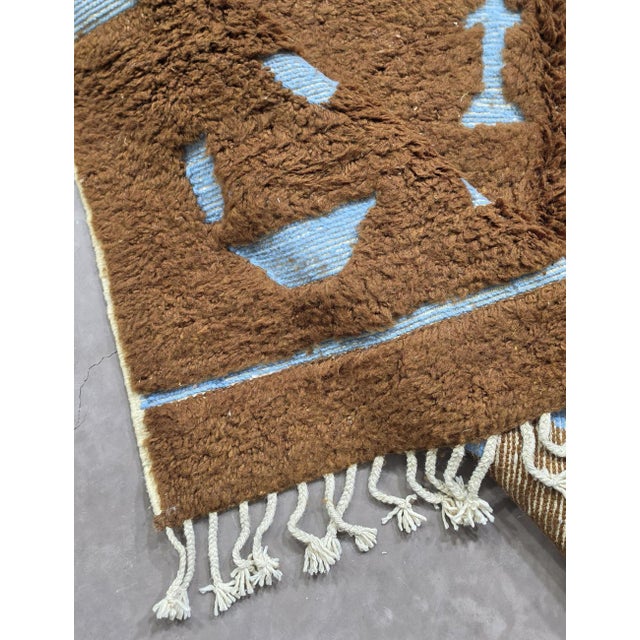 Contemporary Chocolate Brown Moroccan Rug - 7.9 X 7.2 Ft For Sale - Image 3 of 8