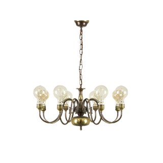 Vintage Viennese Minimalist Brass Chandelier For Sale