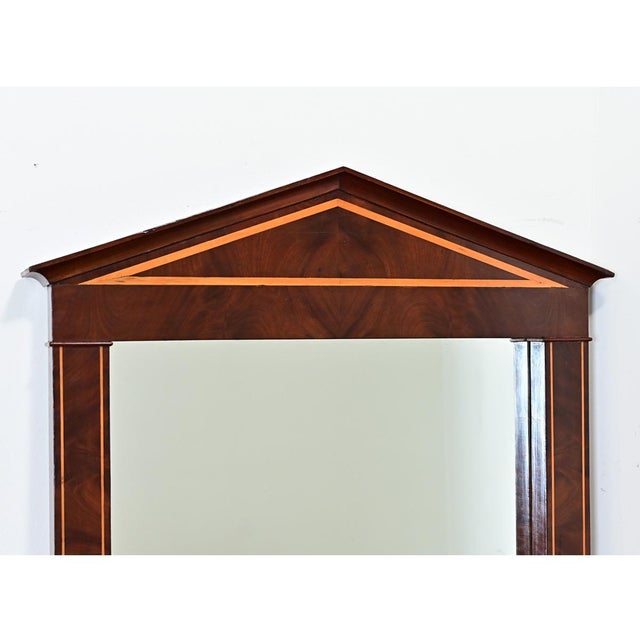 French, Empire style pool or billiards cue rack to hold up to sixteen sticks, now a wall mirror. Concealed by the pediment...