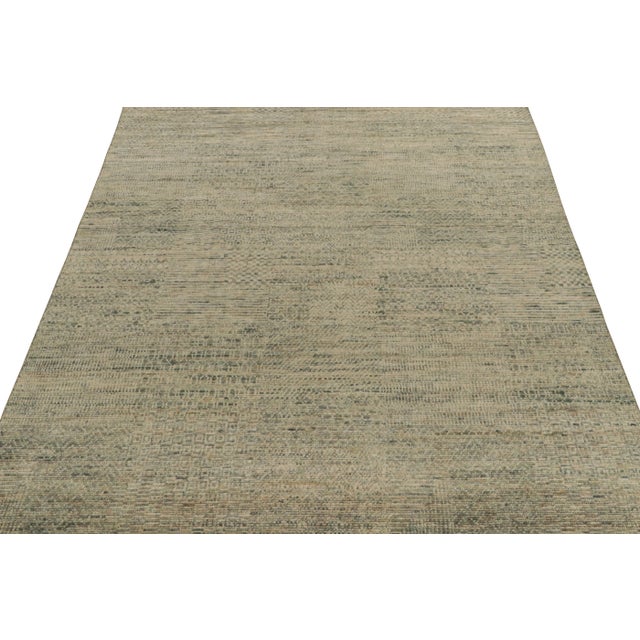 2010s Rug & Kilim’s Modern Rug in a Blue and Beige-Brown Striae, Geometric Patterns For Sale - Image 5 of 7