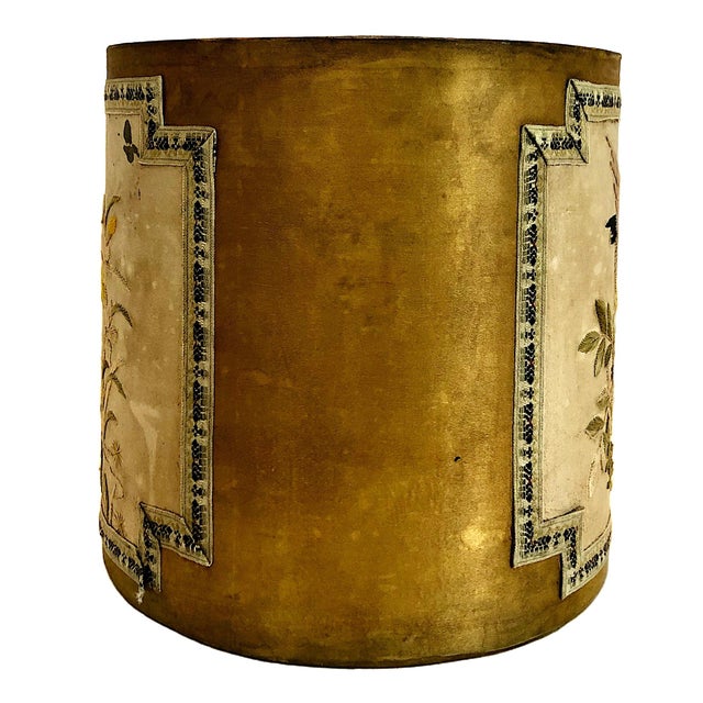Gold A Pair of Chinese Export Storage Canisters With Silk Embroidery Patches For Sale - Image 8 of 13