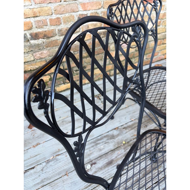 Russell Woodard Mid 20th Century Woodard Florentine Orleans Pattern Iron Patio Chairs - Set of 4 For Sale - Image 4 of 8