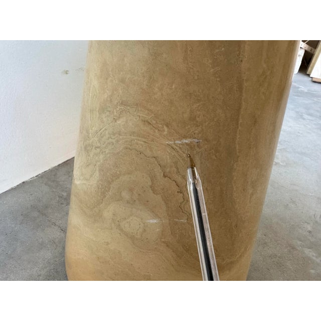 Vintage Organic Modern Minimalist Italian Travertine Pedestal Side Table/ Sold For Sale - Image 9 of 12