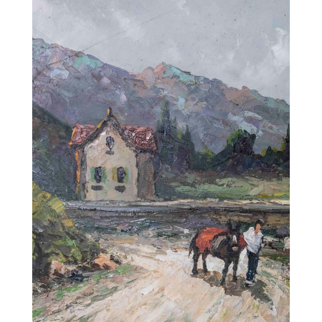 Green Stevens, Southern European Lakeside Landscape, Oil on Canvas, Mid-20th Century For Sale - Image 8 of 10