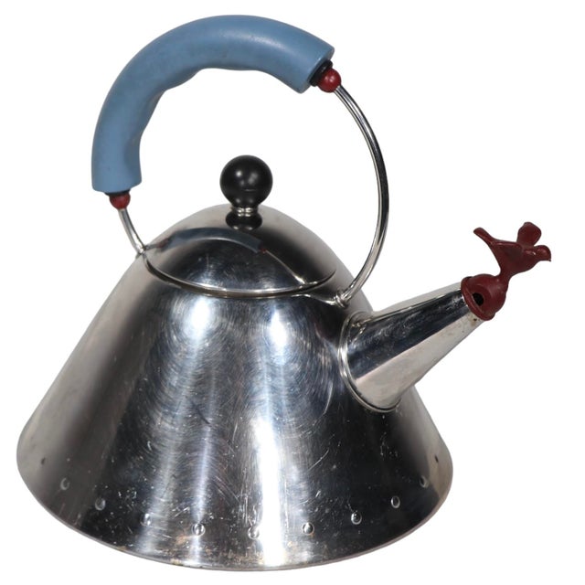1980s Vintage Michael Graves for Alessi Memphis School Metal Teapot C 1980's For Sale - Image 5 of 8