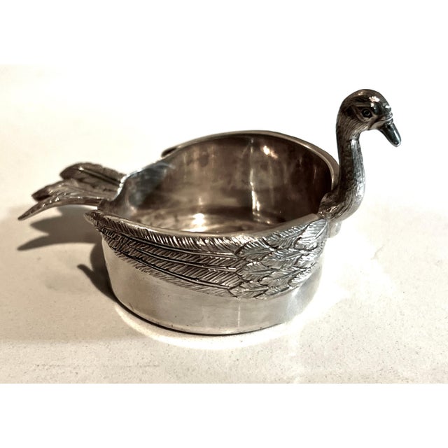 Metal A Portuguese Mergulhao Hand Chased Silver Swan Ash Tray Salt Cellar Catch All For Sale - Image 7 of 9