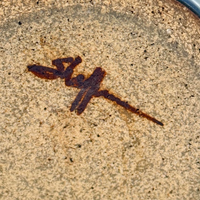 Ceramic Vintage Signed Studio Pottery Ocean Wave Vase / Utensil Cup – Blue Gray Glaze, 5” For Sale - Image 7 of 8