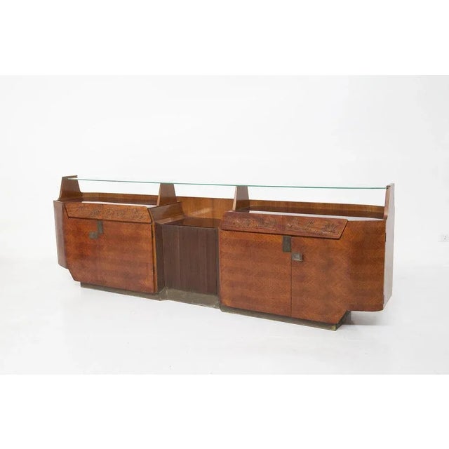 Modern Wood, Glass and Brass Furniture Sideboard from Dassi, 1950s For Sale - Image 10 of 10