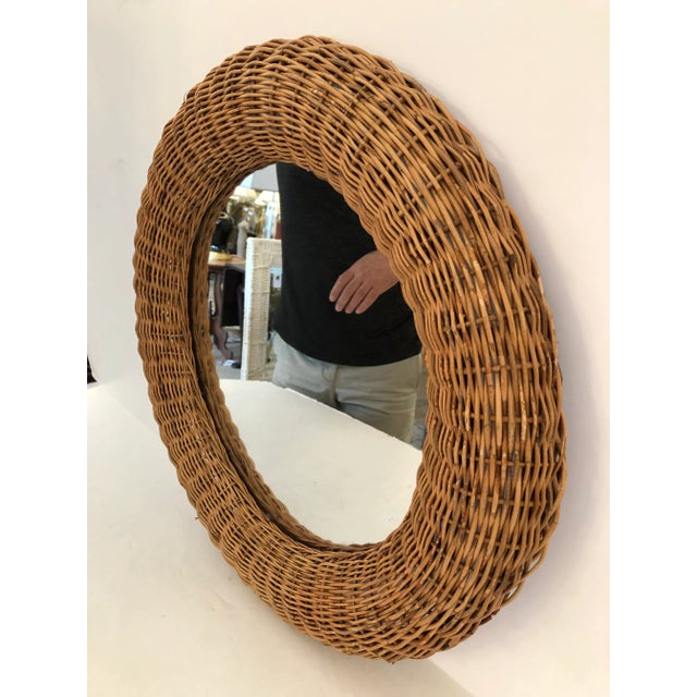 Round Wicker Framed Mirror For Sale - Image 4 of 10