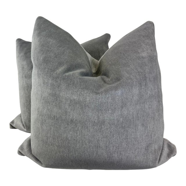 Pindler "Atlas Mohair" in Metal 22" Pillows-A Pair For Sale