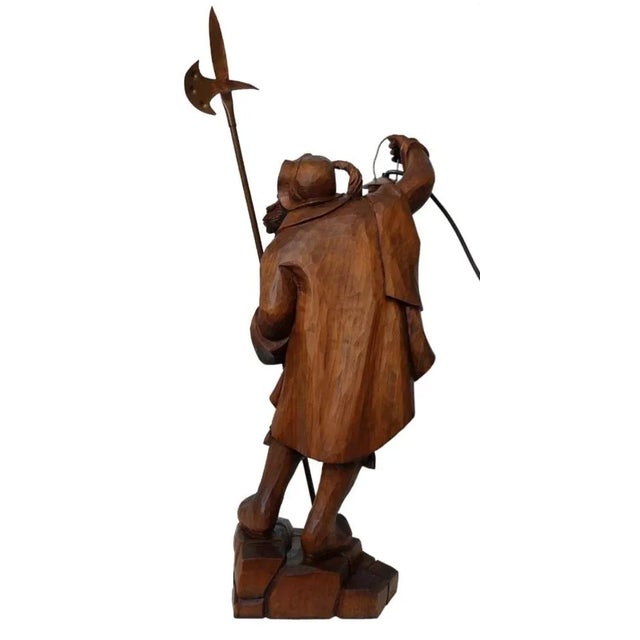 Brienz Carved Night Watchman with Lantern, 1945 For Sale - Image 4 of 5
