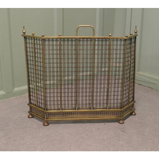 Antique Brass Fire Guard Screen, 1880 For Sale - Image 3 of 8
