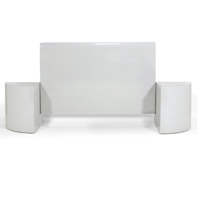Contemporary Gray Mica Queen Headboard & Nightstands For Sale - Image 3 of 8